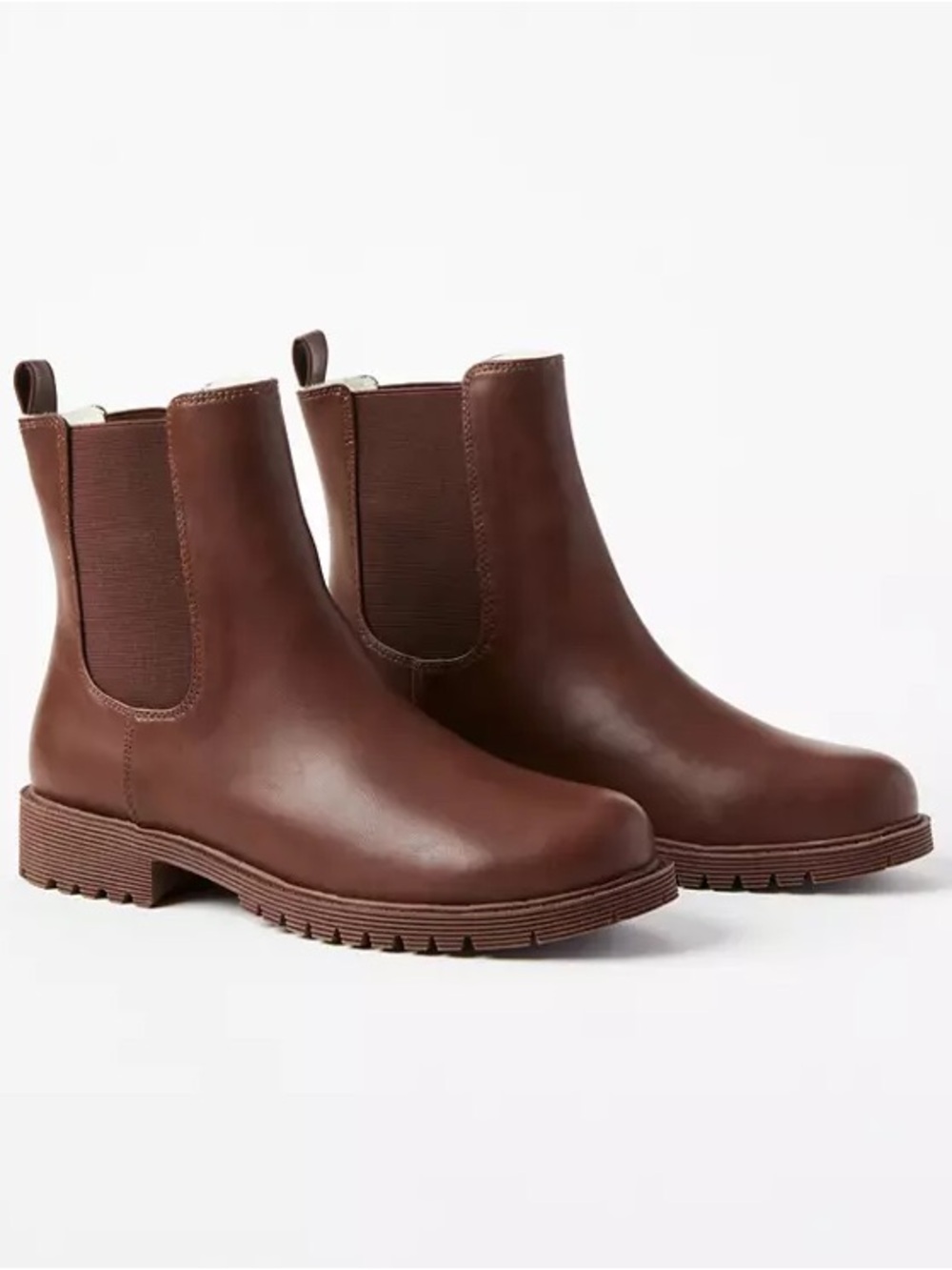 LOFT Faux Fur Lined Brown Chelsea Booties